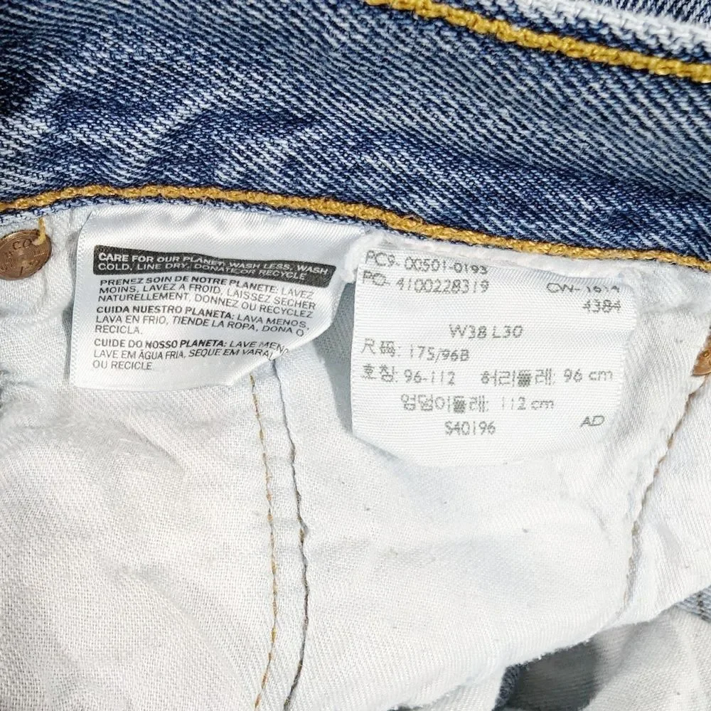 LEVIS 501 Jeans‎ Mens 38x30 Button Fly Blue Denim Pants